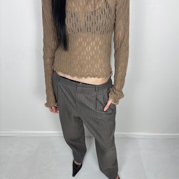 BROWN WAVE WOOL KNIT