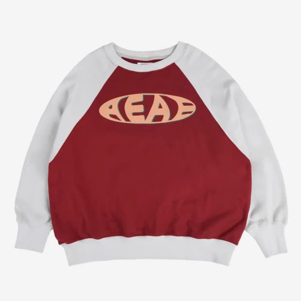 AEAE 빈티지 로고 래글런 스웨트셔츠 베이지버건디