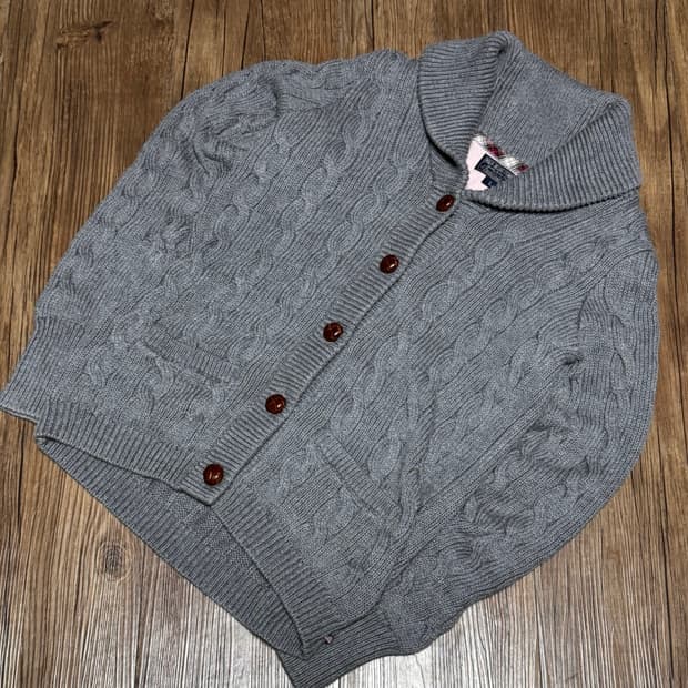 폴로 진스 컴퍼니 슬림핏 캐시미어 면 혼방 숄카라 가디건