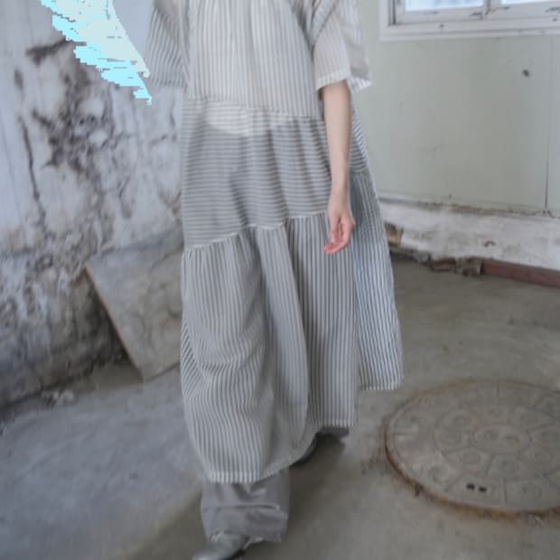 에프터먼데이 see-through stripe dress