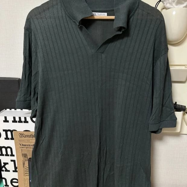 ZARA 남성용 카라 니트 티셔츠 L
