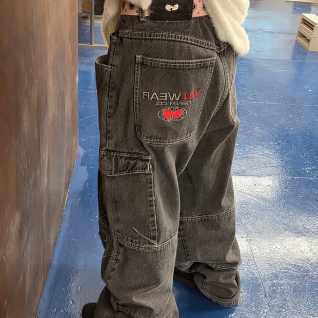 WU wear 우탱클랜 힙합 올드스쿨 데님 카고 팬츠