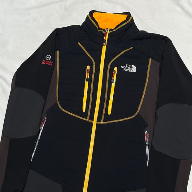 105 노스페이스 써밋 블랙 옐로우 배색 플리스 자켓