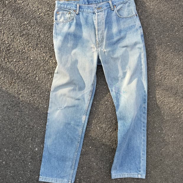 90s 리바이스 501 데미지 워싱 데님팬츠  