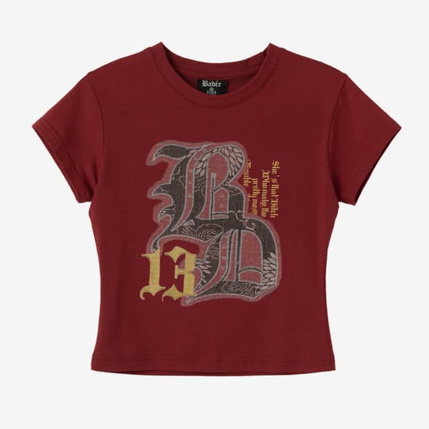 배디 badee English Printing Crop Top y2k반팔