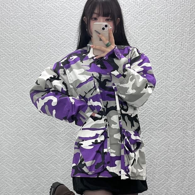 로스코 스트릿 밀리터리 BDU 퍼플 카모 워크 자켓 M C10668