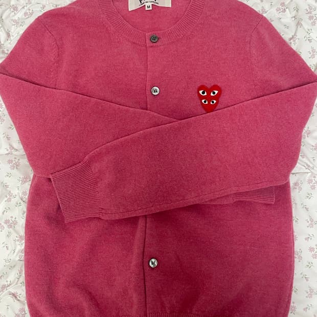 꼼데가르송 가디건 핑크 m