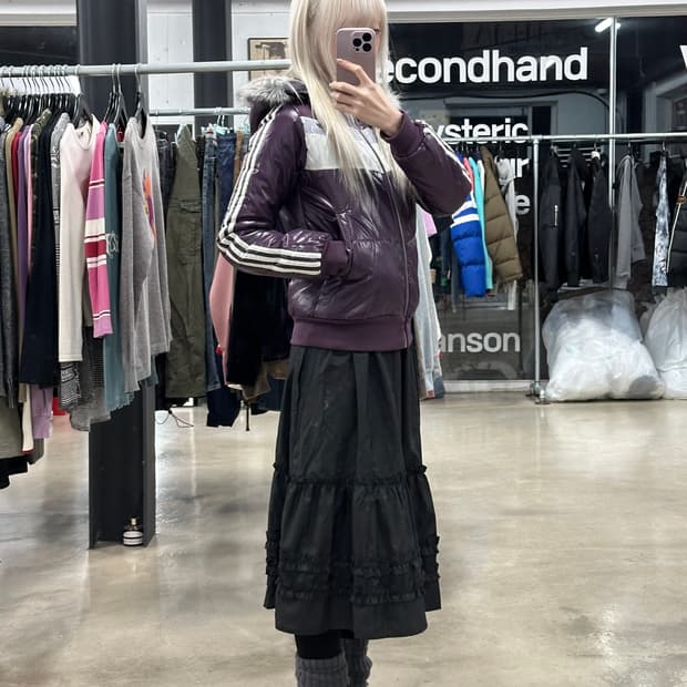 아디다스 퍼플 퀄팅 패딩 자켓