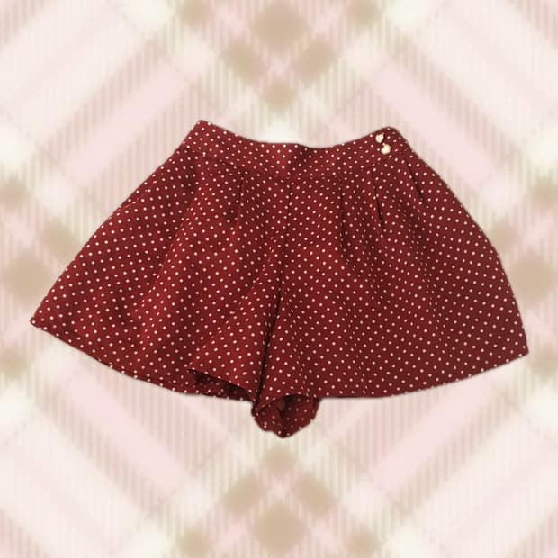 레드 땡땡이 큐롯 스커트 치마 히메 갸루 러블리 로걀 모리 빈티지