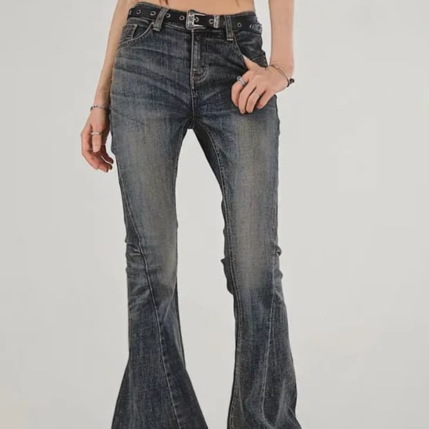 시크윈 더블 엣지 커브 절개 블루워싱 데님 팬츠 부츠컷 바지