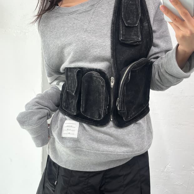 Juun.J 준지 흑청 체스트백 조끼 가방