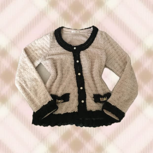 엑시즈팜 핑크 베이지 블랙 가디건 라떼 히메 갸루 러블리 로걀 빈티지