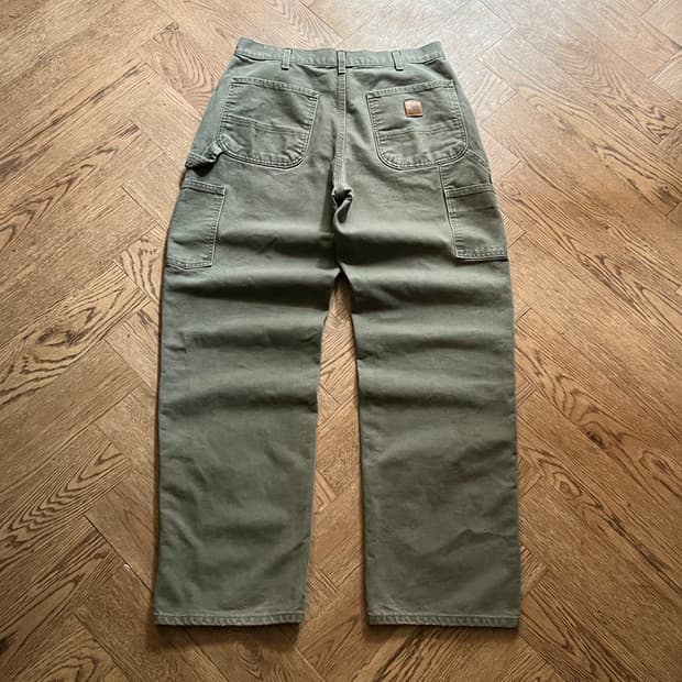 [32]칼하트 USA 더티워싱 모스그린 싱글니 카펜터 워크 팬츠