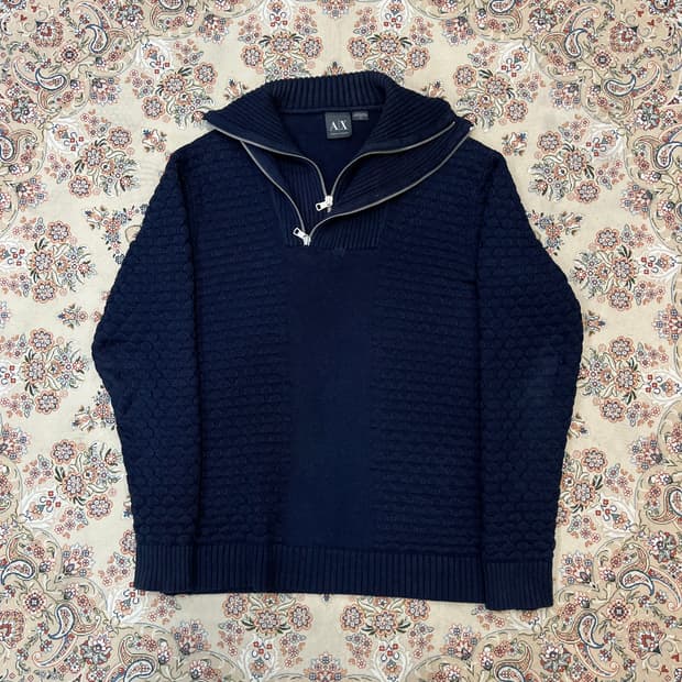 알마니 익스체인지 더블 지퍼 하이넥 니트