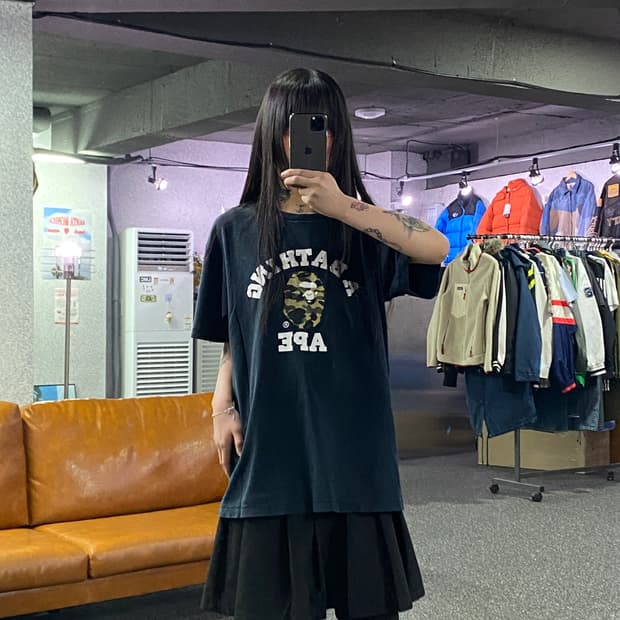 베이프 퍼스트 카모 컬리지 블랙 반팔 B4348