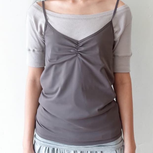 샵페어리 세트 rib half top, clear sleeveless 