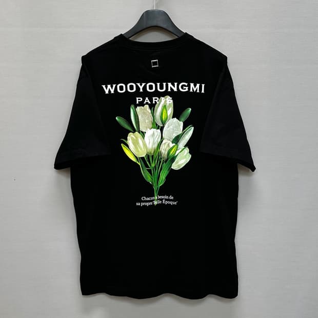 우영미 플라워 프린트 백로고 반팔티 ( 110 )