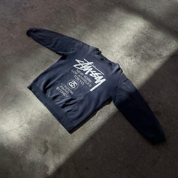 90s Stüssy World Tour Faded Navy Sweatsh
