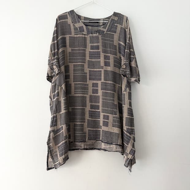 Geomatic back point cozy top / beige