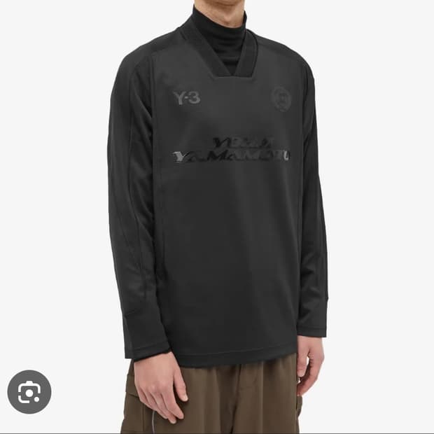 Y-3 풋볼 로고 롱슬리브 긴팔 져지 티셔츠 블랙 라지