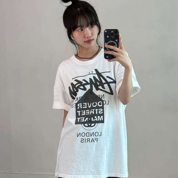스투시 화이트 월드투어 반팔티