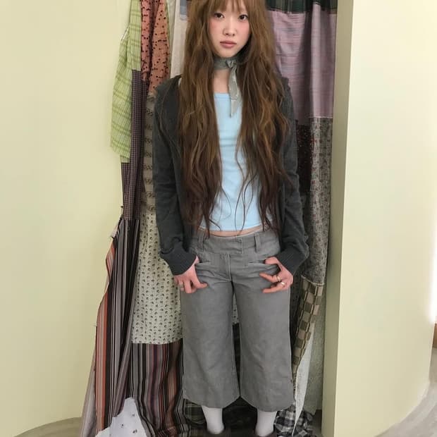 coyseio 더블 카프리팬츠 라이트그레이 1size 택있는 새상품