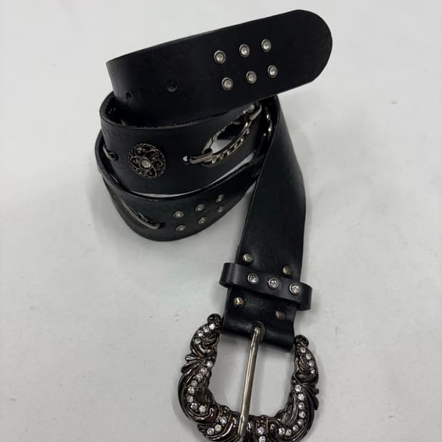 빈티지 락시크 스터드 웨스턴 버클 벨트