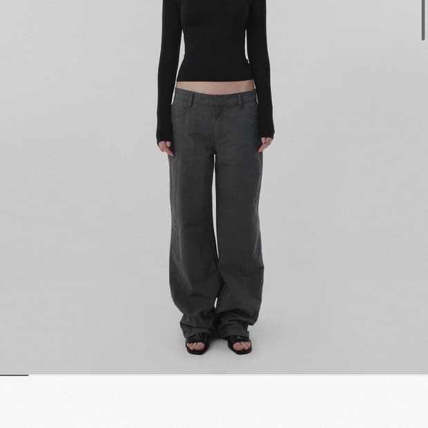 suade 스웨이드 기명 콜라보 세미 와이드 팬츠 
