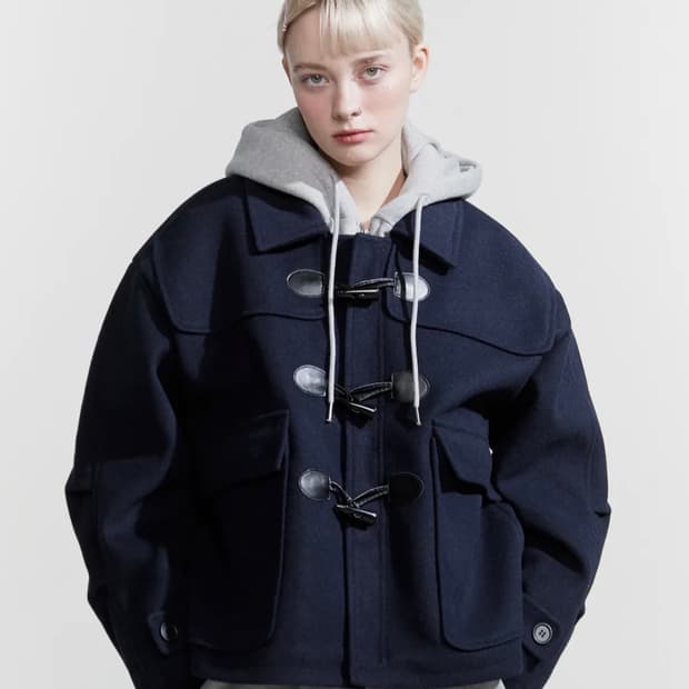 노이아고 오버핏 더블 코트 네이비 (noiago)