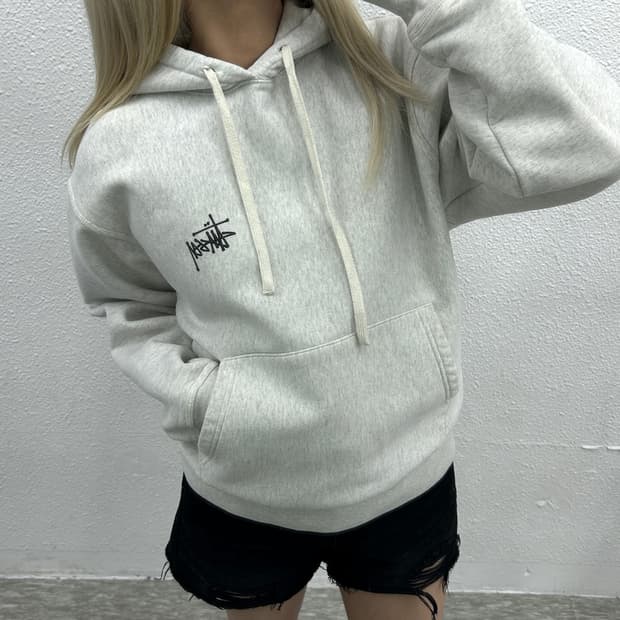 스투시 미니로고 백멜란지 후드 S