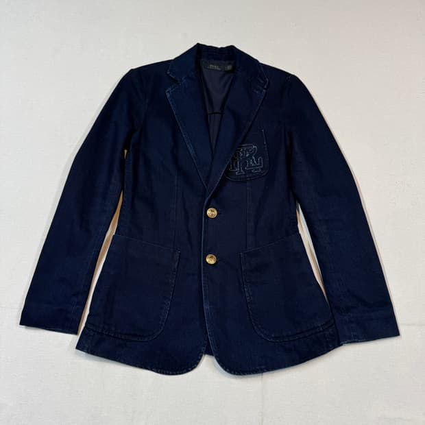 XS) 폴로 랄프로렌 인디고 데님 금장 블레이저 자켓