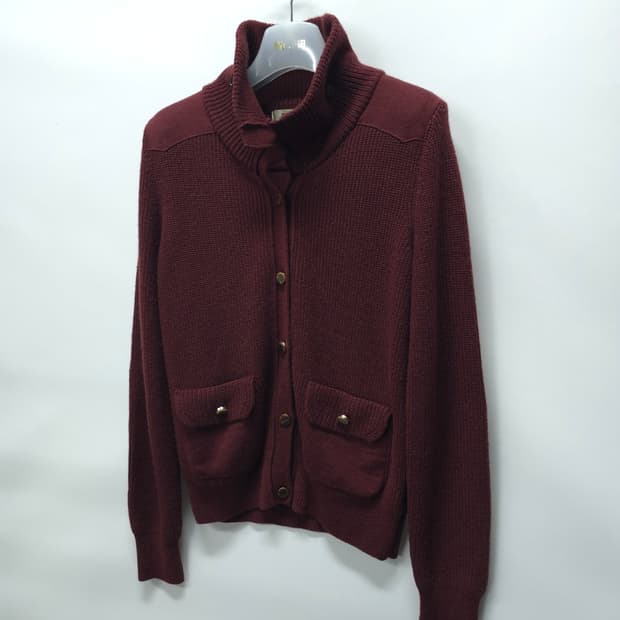 빈폴 여성 버건디 하이넥 니트 가디건 (사이즈 90)