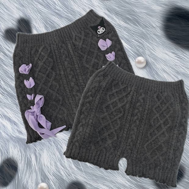 💜쿠로미 폭닥 아일렛 니트 숏 팬츠 💜 퍼플 오네갸루 히메갸루 속바지