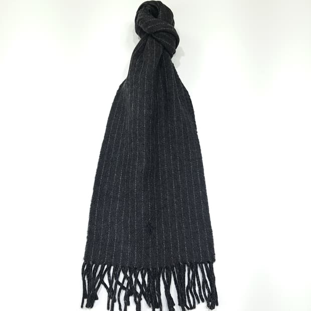 MX548 폴로 90s 이태리판 램스울 핀스트라이프 차콜 머플러 목도리