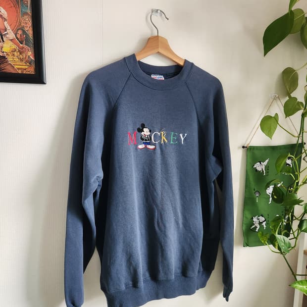 90s 헤인즈 미키마우스 래글런 스웻셔츠(USAmade)