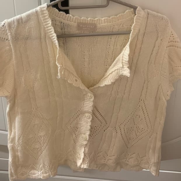 반팔 펀칭 가디건 