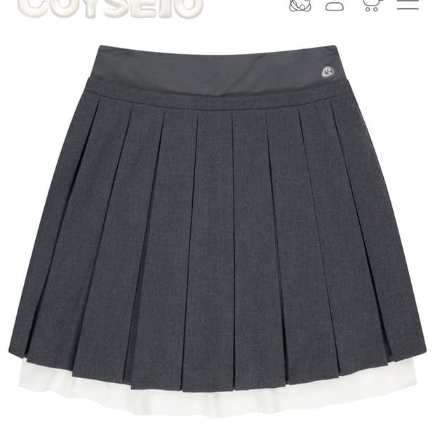 코이세이오 더블 웨이스트 플리츠 스커트
