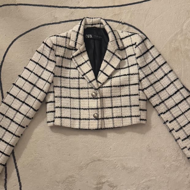 자라 트위드 체크 자켓