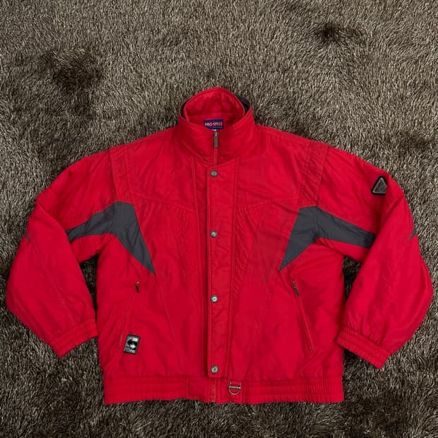 프로스펙스 PRO-SPECS 레드 그레이 올드스쿨 패딩 점퍼 M