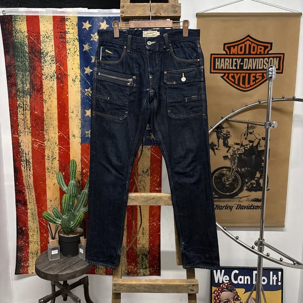 00s 아비렉스 Y2K 밀리터리 베이스 멀티포켓 데님팬츠 N997  