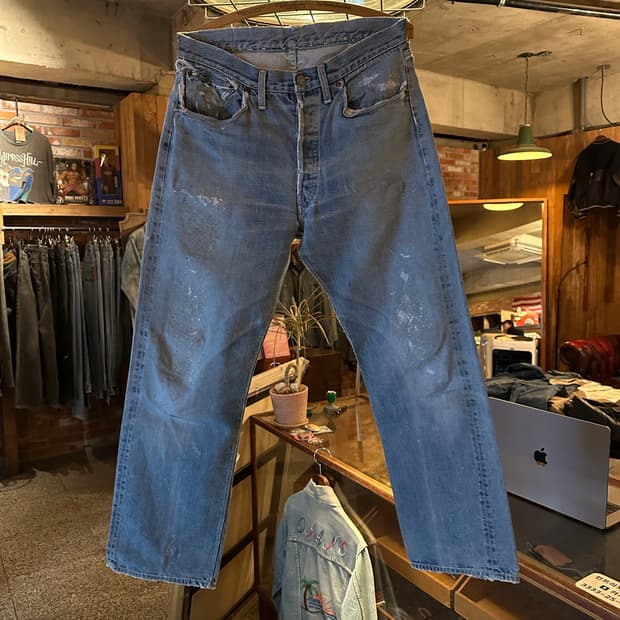 50s USA 빈티지 리바이스 501XX 오리지널 셀비지 데님 팬츠