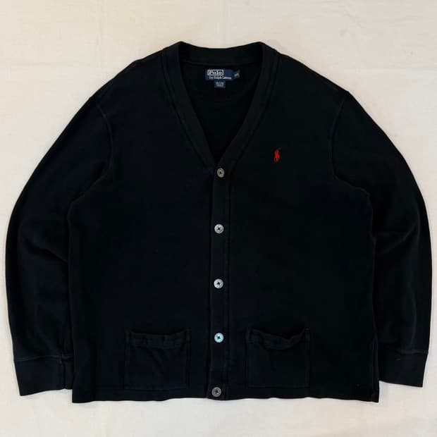 90s 폴로 랄프로렌 코튼 니트 가디건 블랙