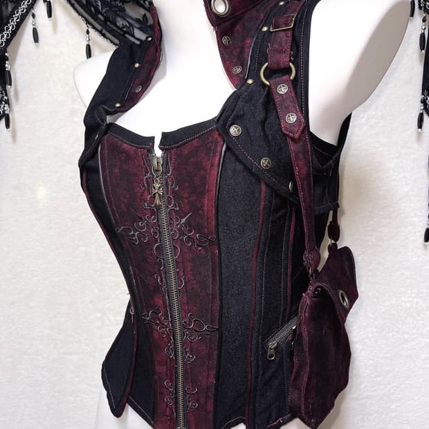 오즈온 크로스 아일렛 레이스업 코르셋뷔스티에 고스펑크 고딕 오리엔탈 핀터