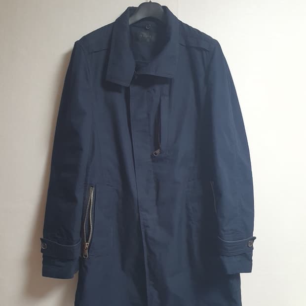 타임 TIME 딥네이비 가죽카라 탈부착 내피 싱글코트