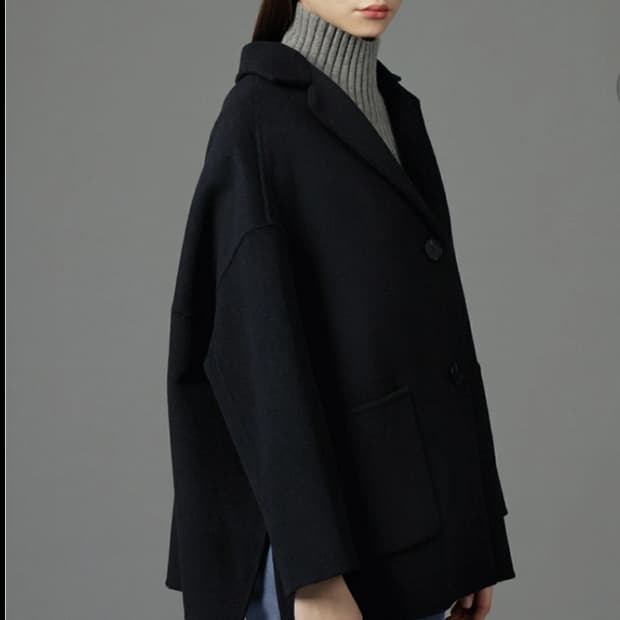 한섬 시스템SYSTEM 네이비 핸드메이드 코트