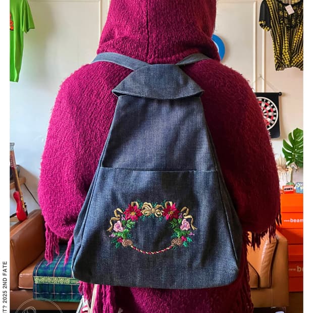 Jpn Vintage Floral Point Denim Rucksack