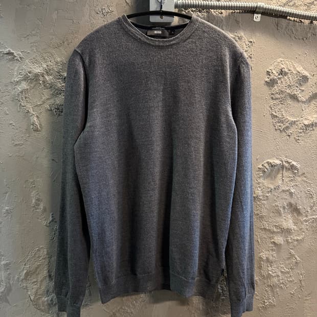 L 보스 BOSS 엑스트라파인 메리노 울 슬림핏 니트 그레이