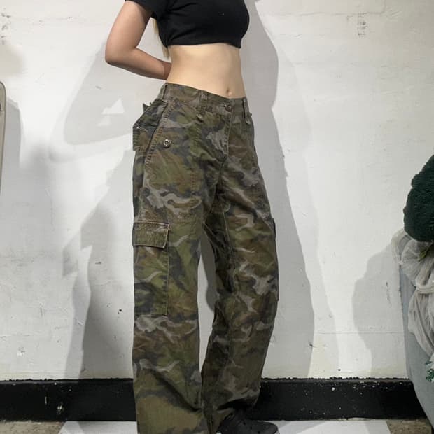 리바이스 카키 밀리터리 카모 와이드 카고 팬츠 32