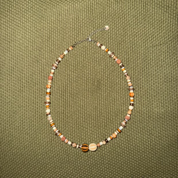 빈티지 세라믹 포인트 비즈 목걸이