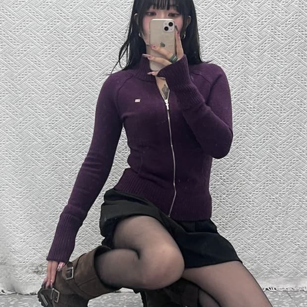 폴로 랄프로렌 빈티지 90s 딥퍼플 포도맛 슬림핏 가디건 S C11960